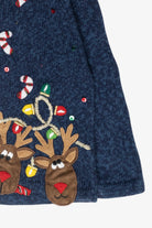 Kids Size Reindeer Vintage Ugly Christmas Cardigan (2000s)