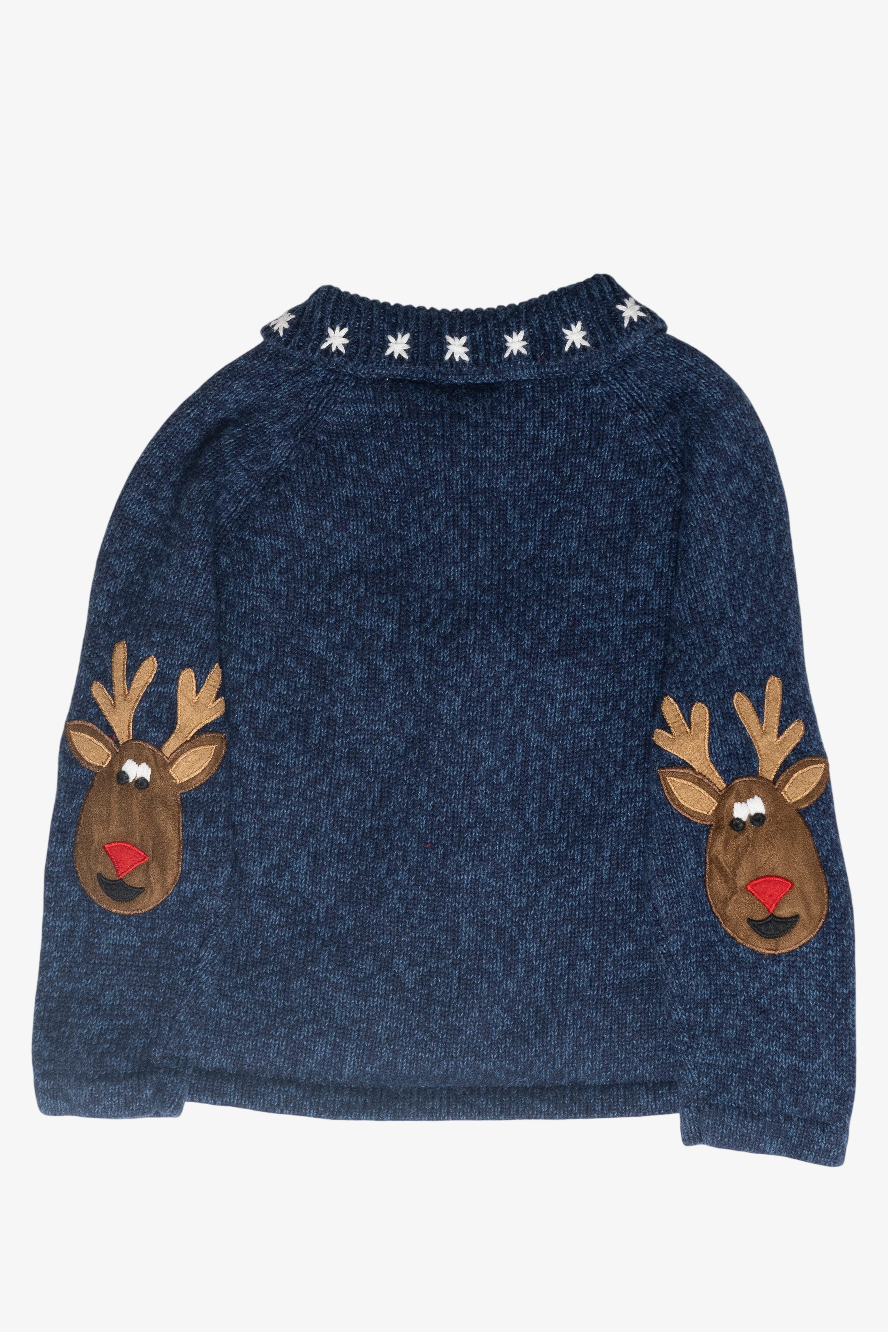 Kids Size Reindeer Vintage Ugly Christmas Cardigan (2000s)