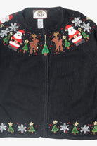 Vintage Petite Size Tree Zip Ugly Christmas Cardigan (2010s)