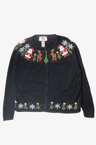Vintage Petite Size Tree Zip Ugly Christmas Cardigan (2010s)