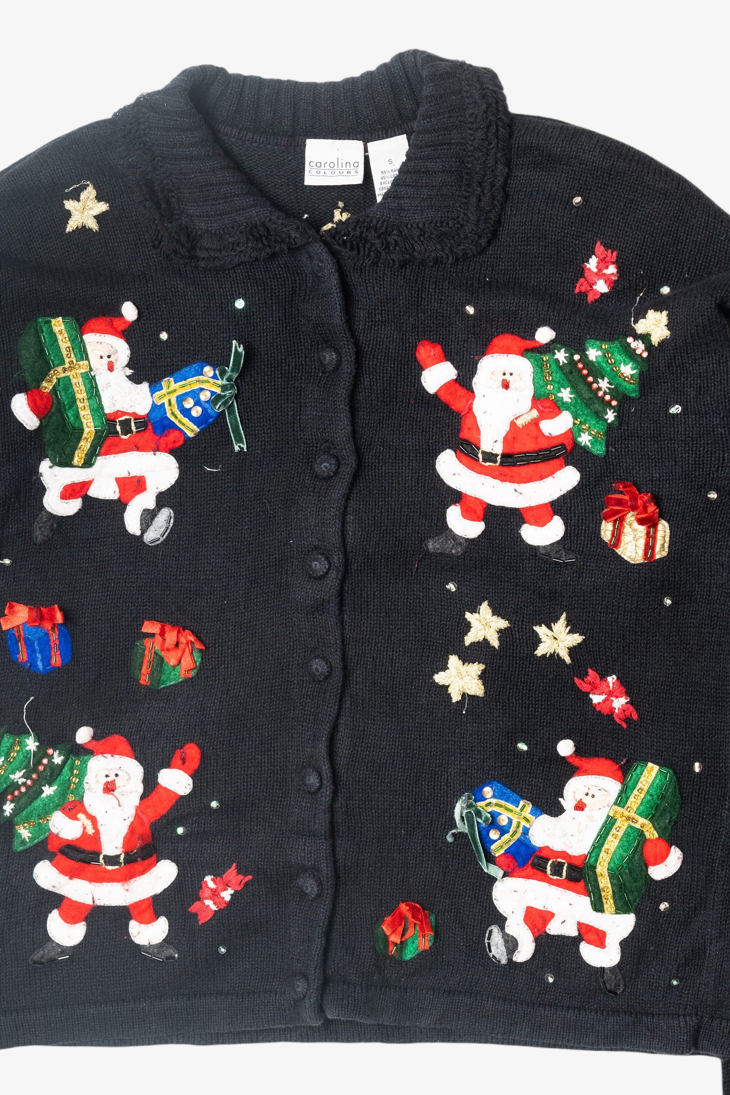 Vintage Jolly Santas Ugly Christmas Cardigan (2000s)