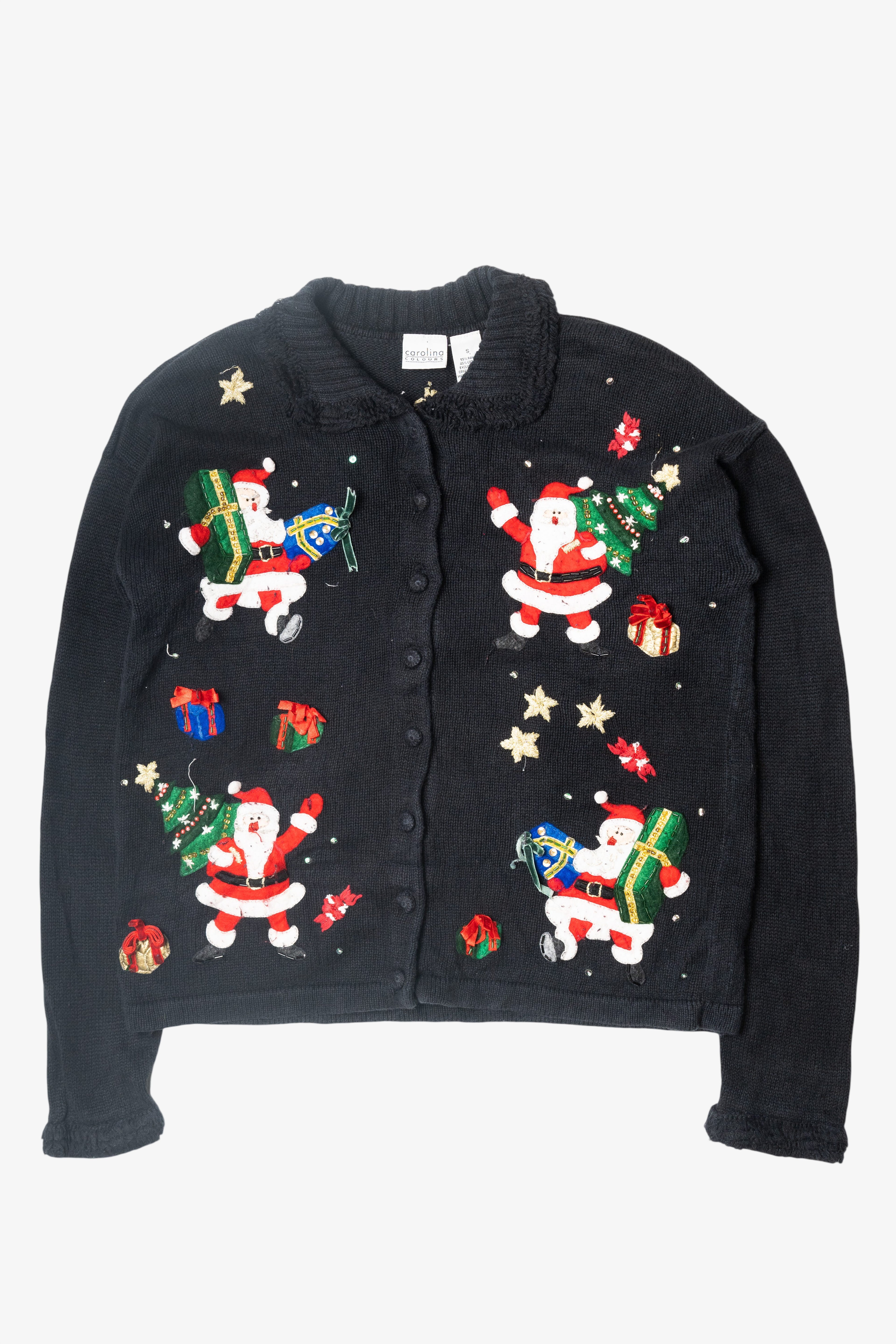 Vintage Jolly Santas Ugly Christmas Cardigan (2000s)