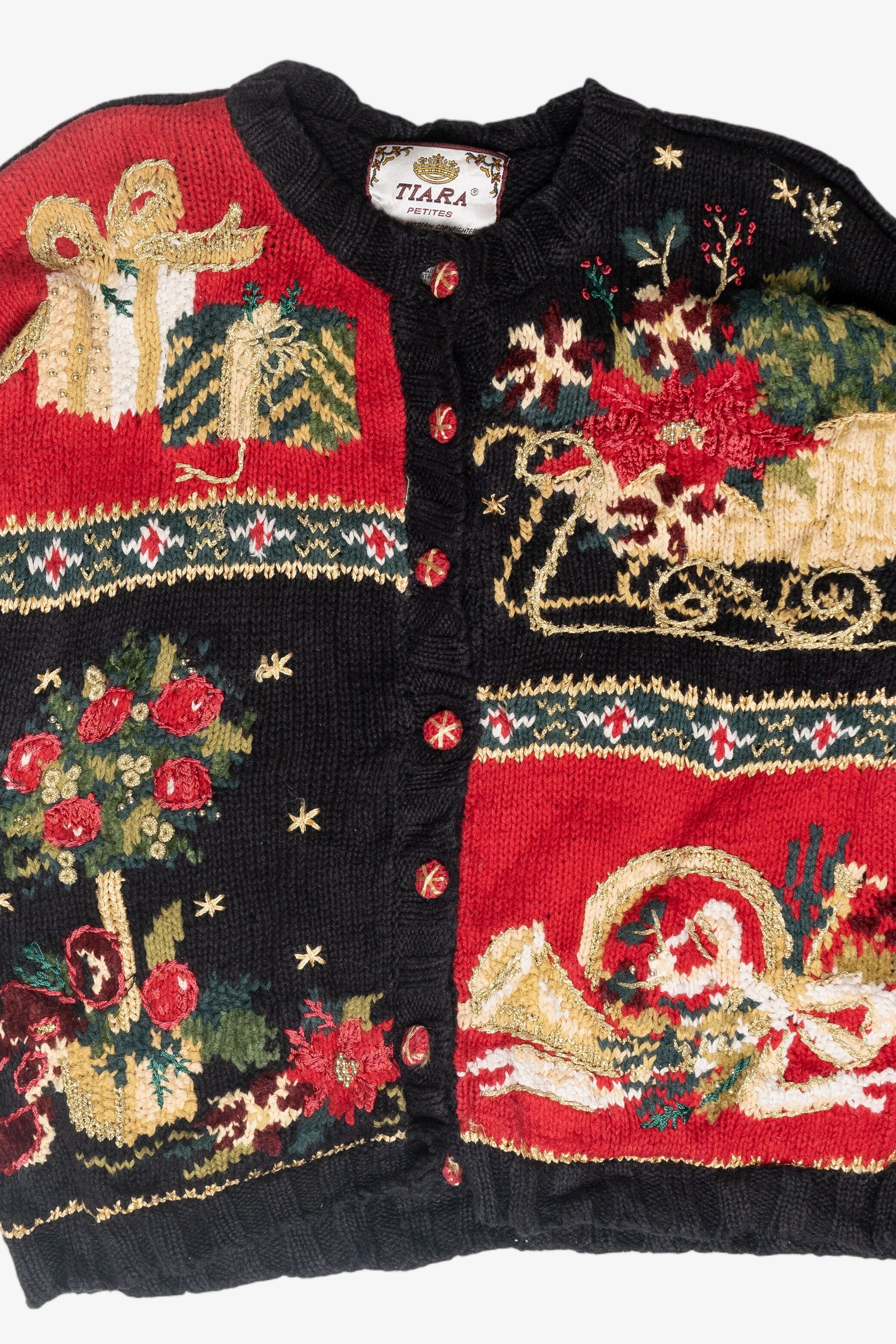 Petite Size Holly Vintage Ugly Christmas Sweater (1990s)