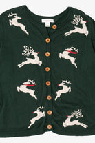 Green Christopher & Banks Reindeer Ugly Christmas Cardigan (2010s)