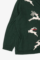 Green Christopher & Banks Reindeer Ugly Christmas Cardigan (2010s)