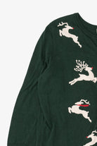 Green Christopher & Banks Reindeer Ugly Christmas Cardigan (2010s)