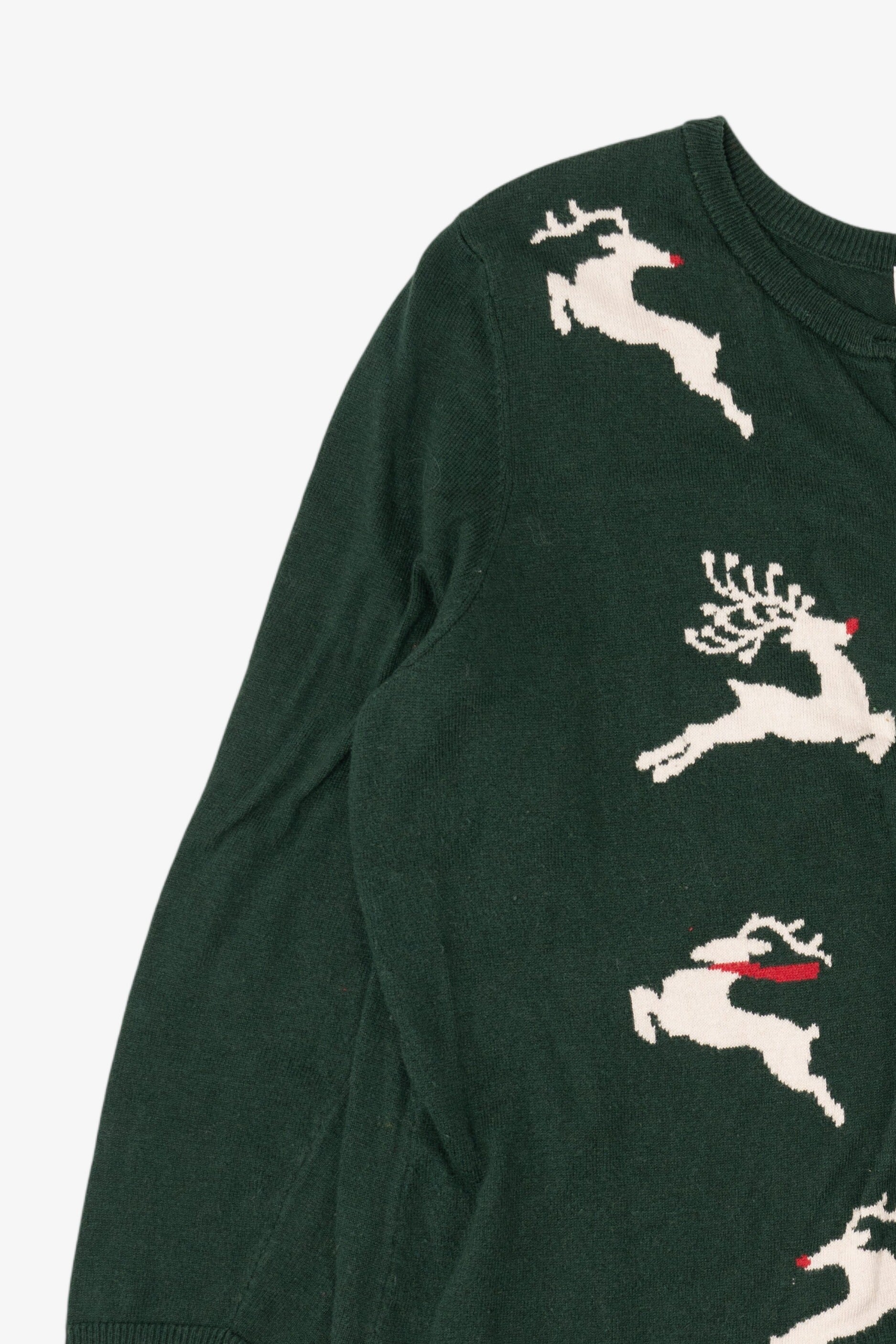 Green Christopher & Banks Reindeer Ugly Christmas Cardigan (2010s)