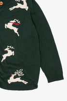 Green Christopher & Banks Reindeer Ugly Christmas Cardigan (2010s)