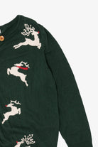 Green Christopher & Banks Reindeer Ugly Christmas Cardigan (2010s)