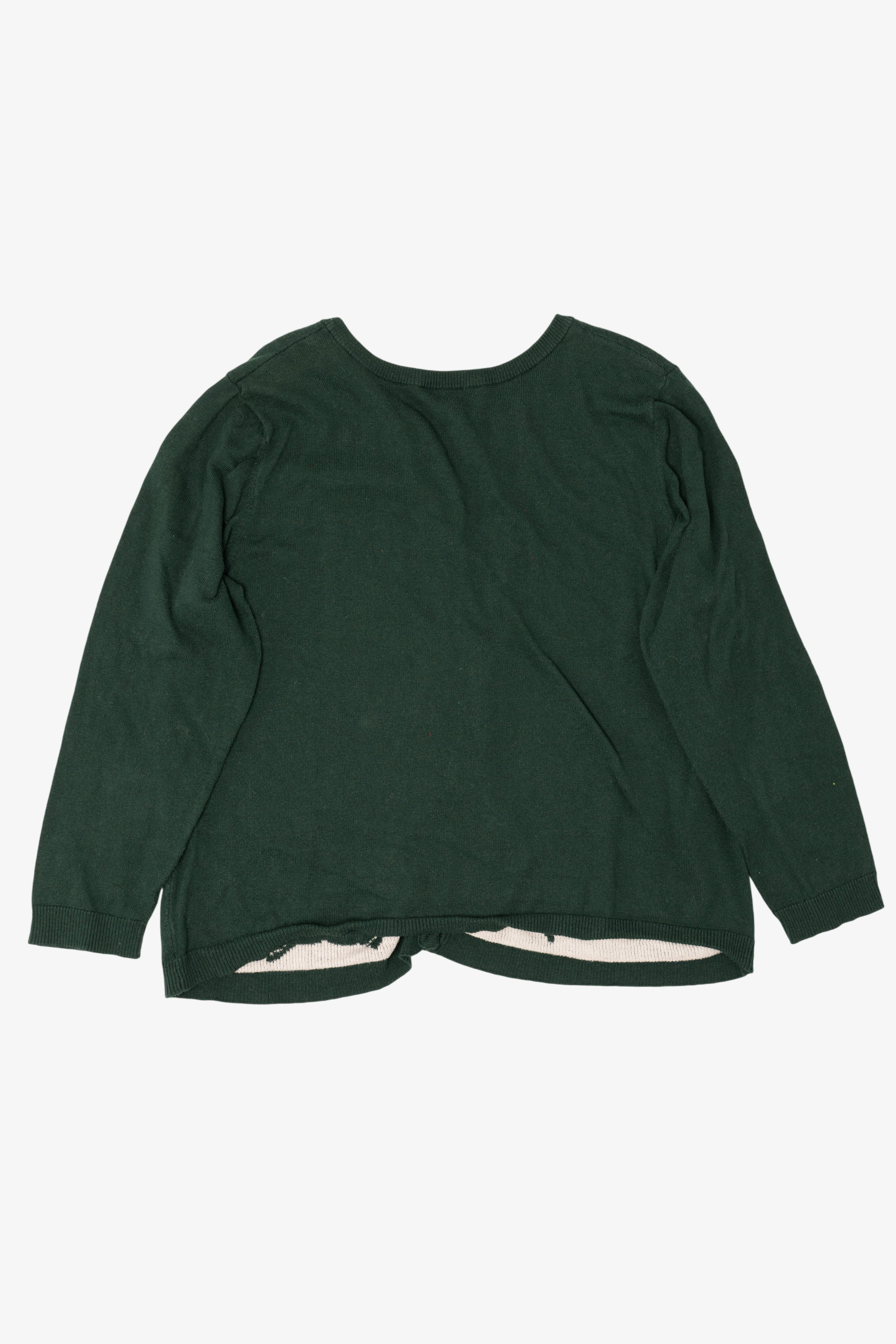 Green Christopher & Banks Reindeer Ugly Christmas Cardigan (2010s)