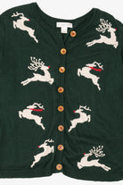 Green Christopher & Banks Reindeer Ugly Christmas Cardigan (2010s)