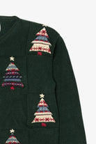 Vintage Hand Embroidered Green Christopher & Banks Trees Ugly Christmas Cardigan (1990s)