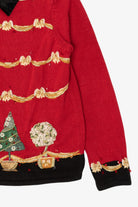 Vintage Red Heirloom Collectibles Bows And Trees Ugly Christmas Cardigan (2000s)