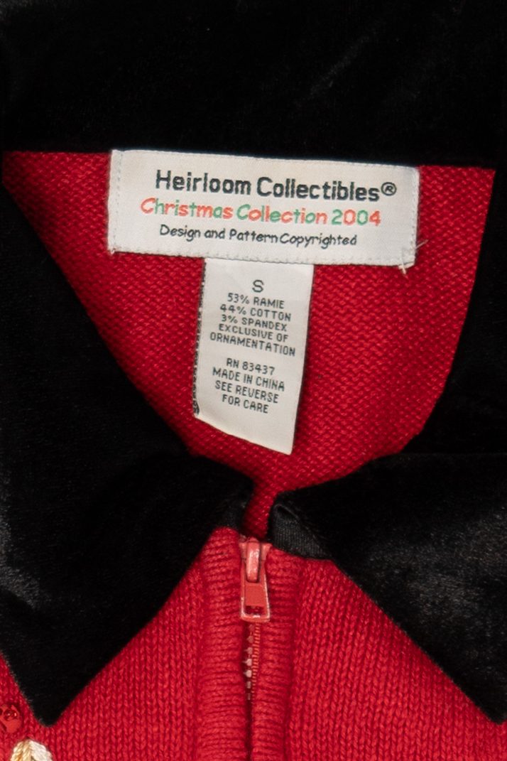 Vintage Red Heirloom Collectibles Bows And Trees Ugly Christmas Cardigan (2000s)
