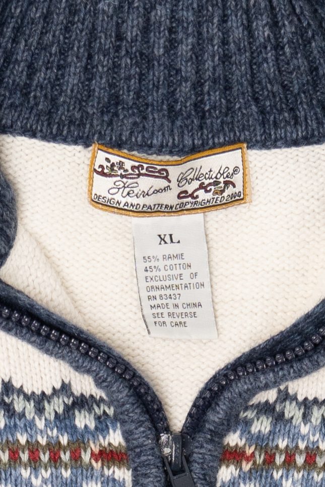 Vintage Blue Heirloom Collectibles Snowflakes Ugly Christmas Fair Isle Cardigan (2000s)