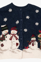 Vintage Navy Blue Croft & Barrow Snowmen Ugly Christmas Cardigan (2000s)