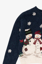 Vintage Navy Blue Croft & Barrow Snowmen Ugly Christmas Cardigan (2000s)