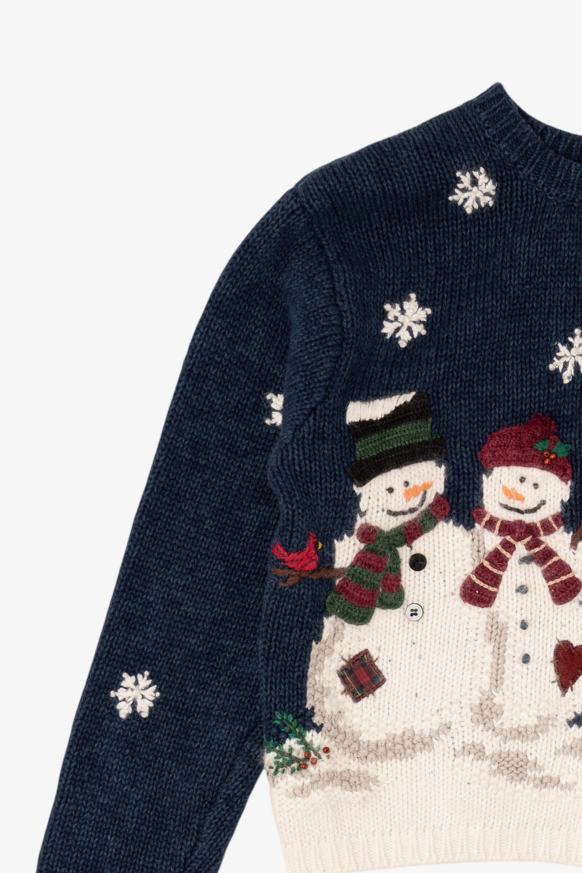 Vintage Navy Blue Croft & Barrow Snowmen Ugly Christmas Cardigan (2000s)