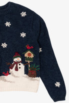 Vintage Navy Blue Croft & Barrow Snowmen Ugly Christmas Cardigan (2000s)