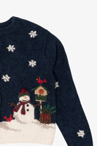 Vintage Navy Blue Croft & Barrow Snowmen Ugly Christmas Cardigan (2000s)