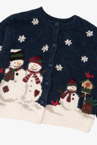 Vintage Navy Blue Croft & Barrow Snowmen Ugly Christmas Cardigan (2000s)