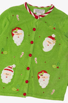 Vintage Green Tiara International Santa Ugly Christmas Cardigan (2000s)