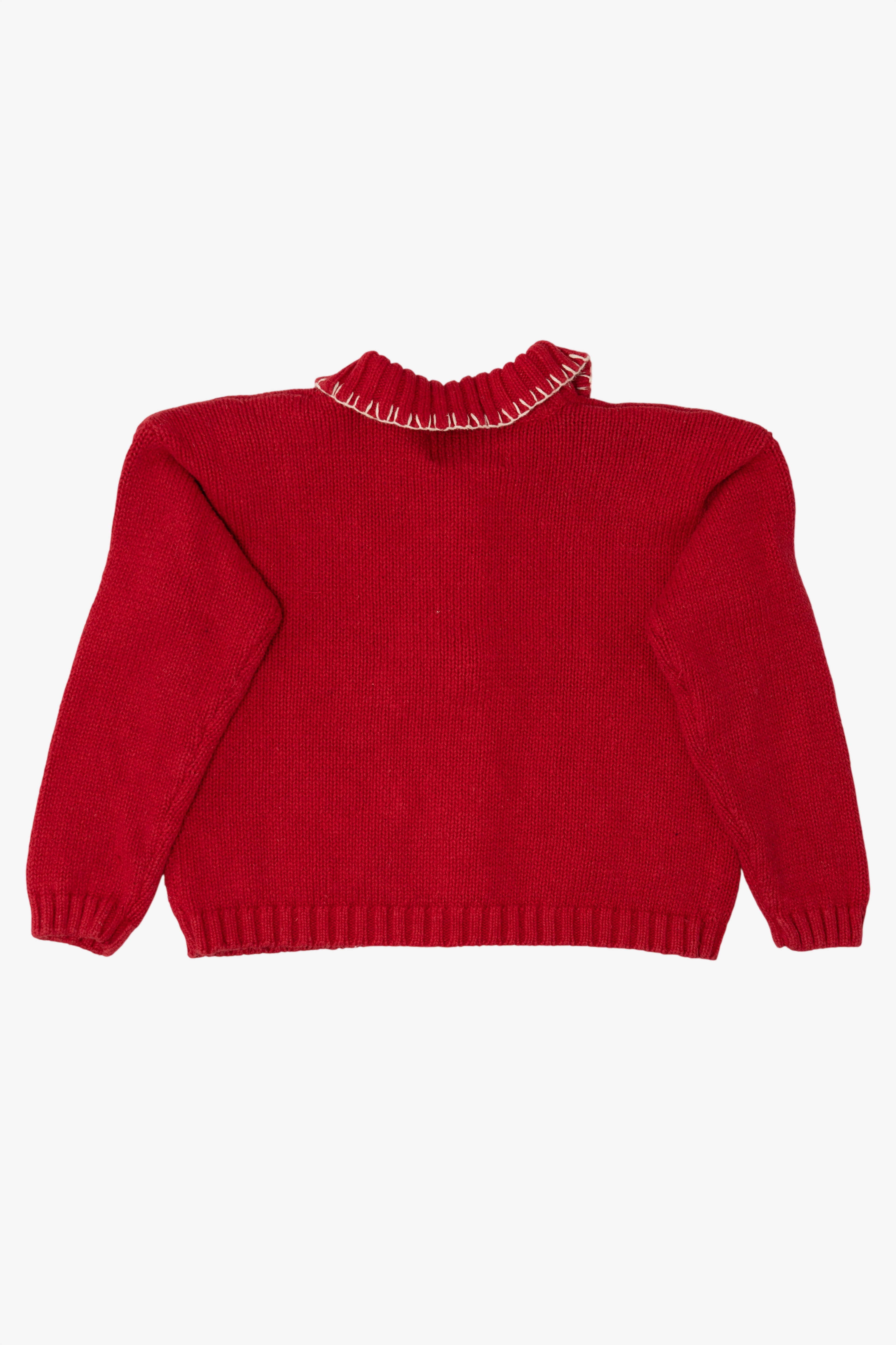 Vintage Red Tiara Snowmen Skiing Ugly Christmas Cardigan (1990s)