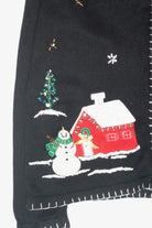 Snowmen Village Vintage Ugly Christmas Cardigan (1990s)