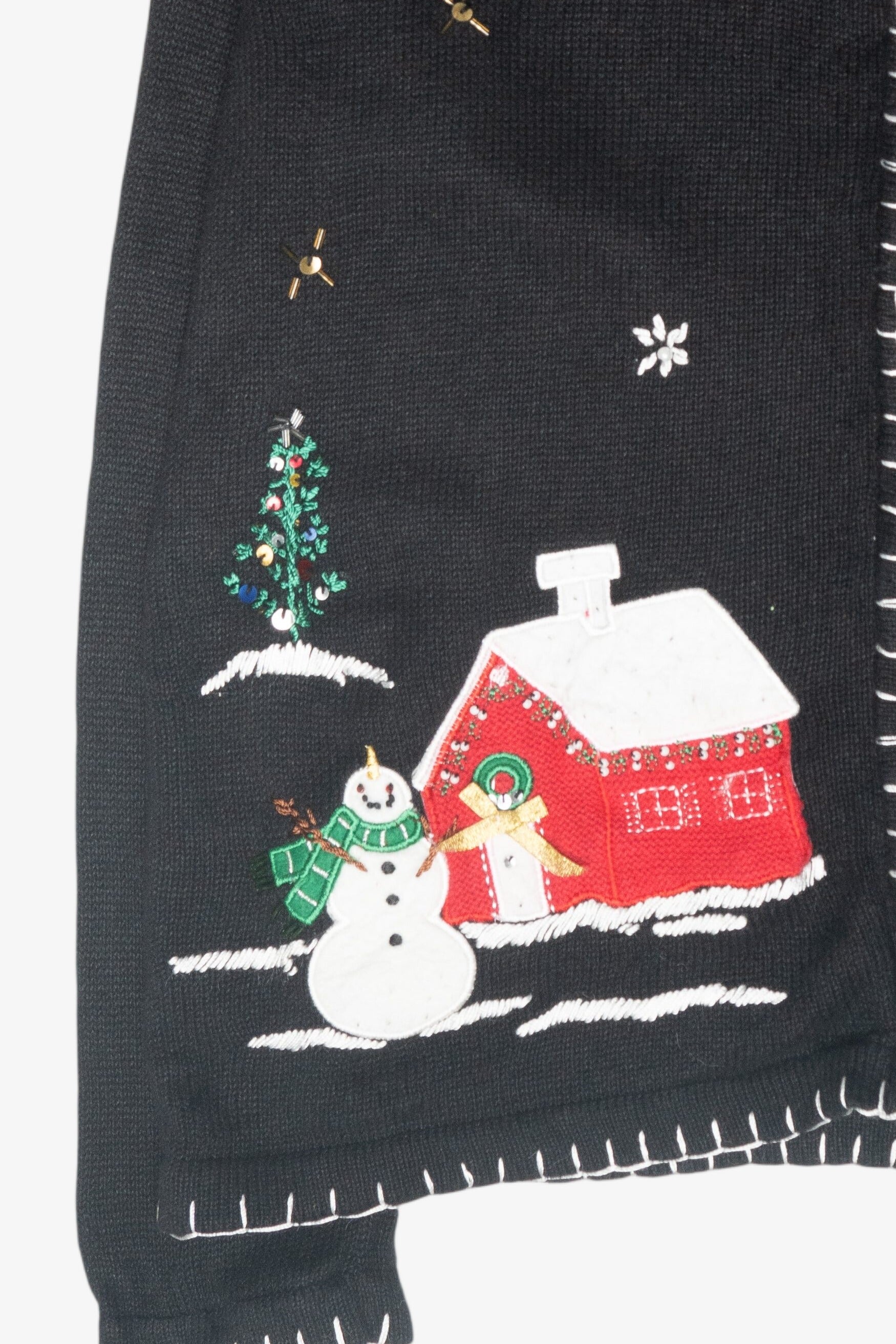 Snowmen Village Vintage Ugly Christmas Cardigan (1990s)