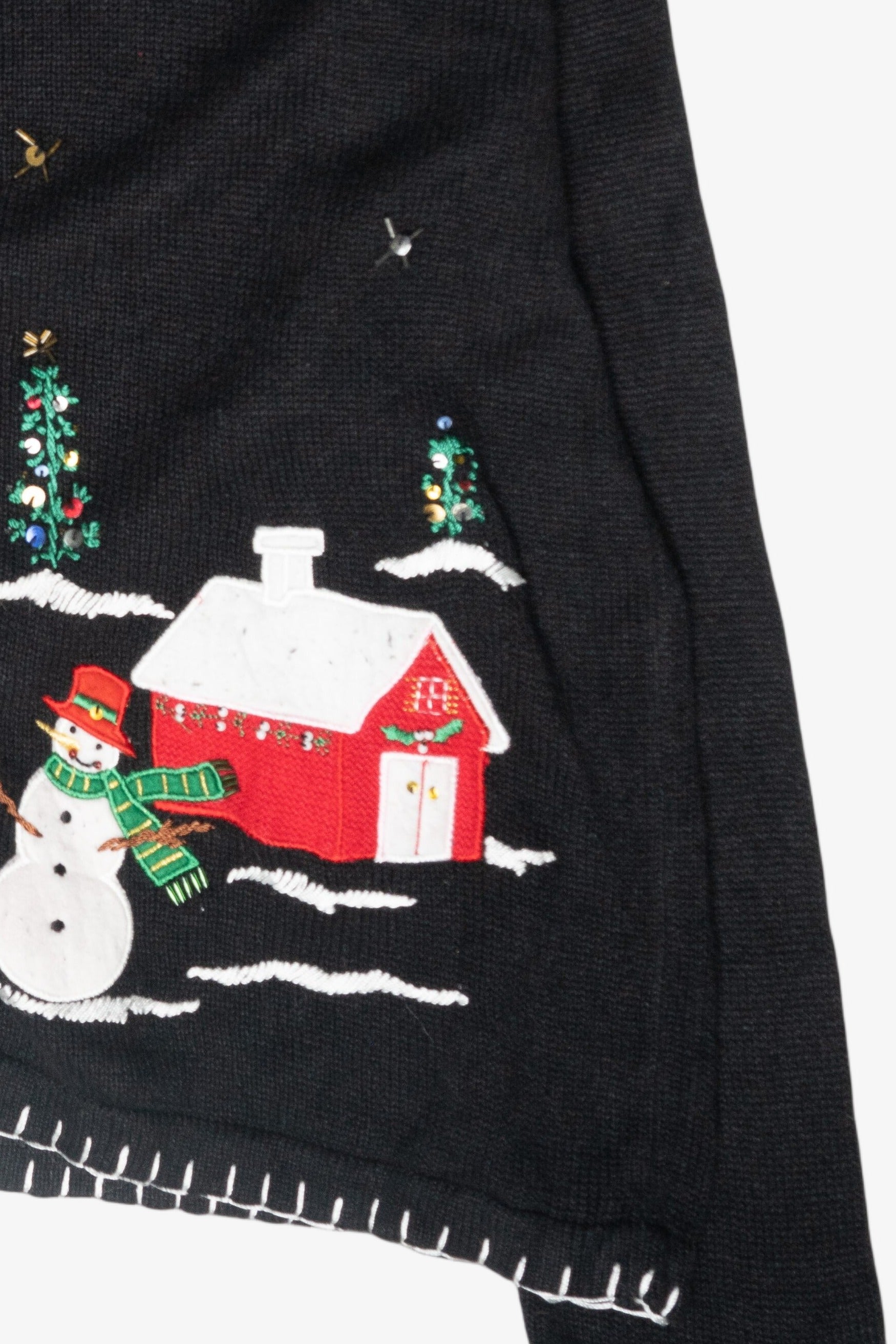 Snowmen Village Vintage Ugly Christmas Cardigan (1990s)