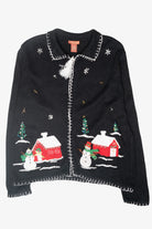 Snowmen Village Vintage Ugly Christmas Cardigan (1990s)
