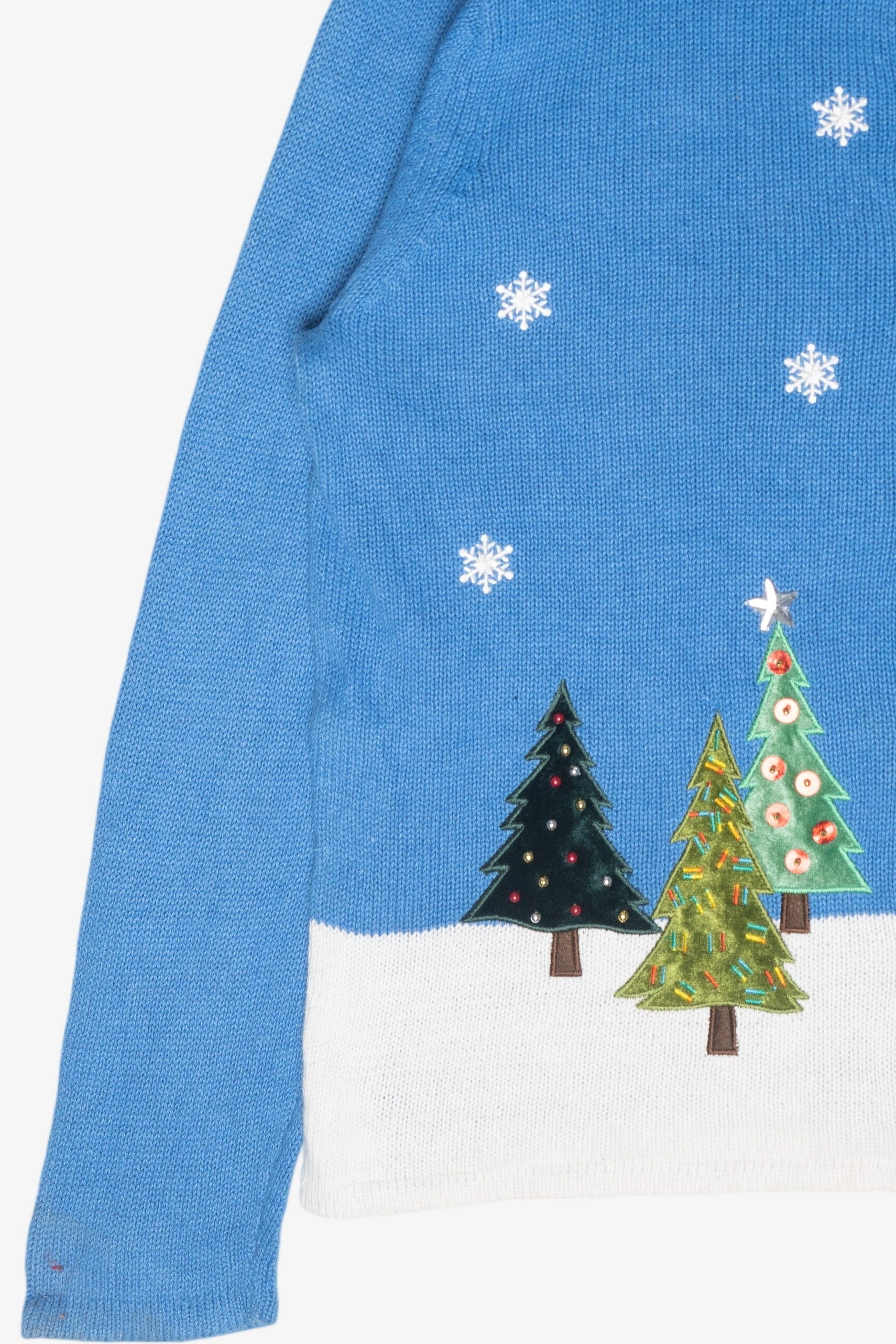 Trees Petite Size Vintage Ugly Christmas Cardigan (1990s)
