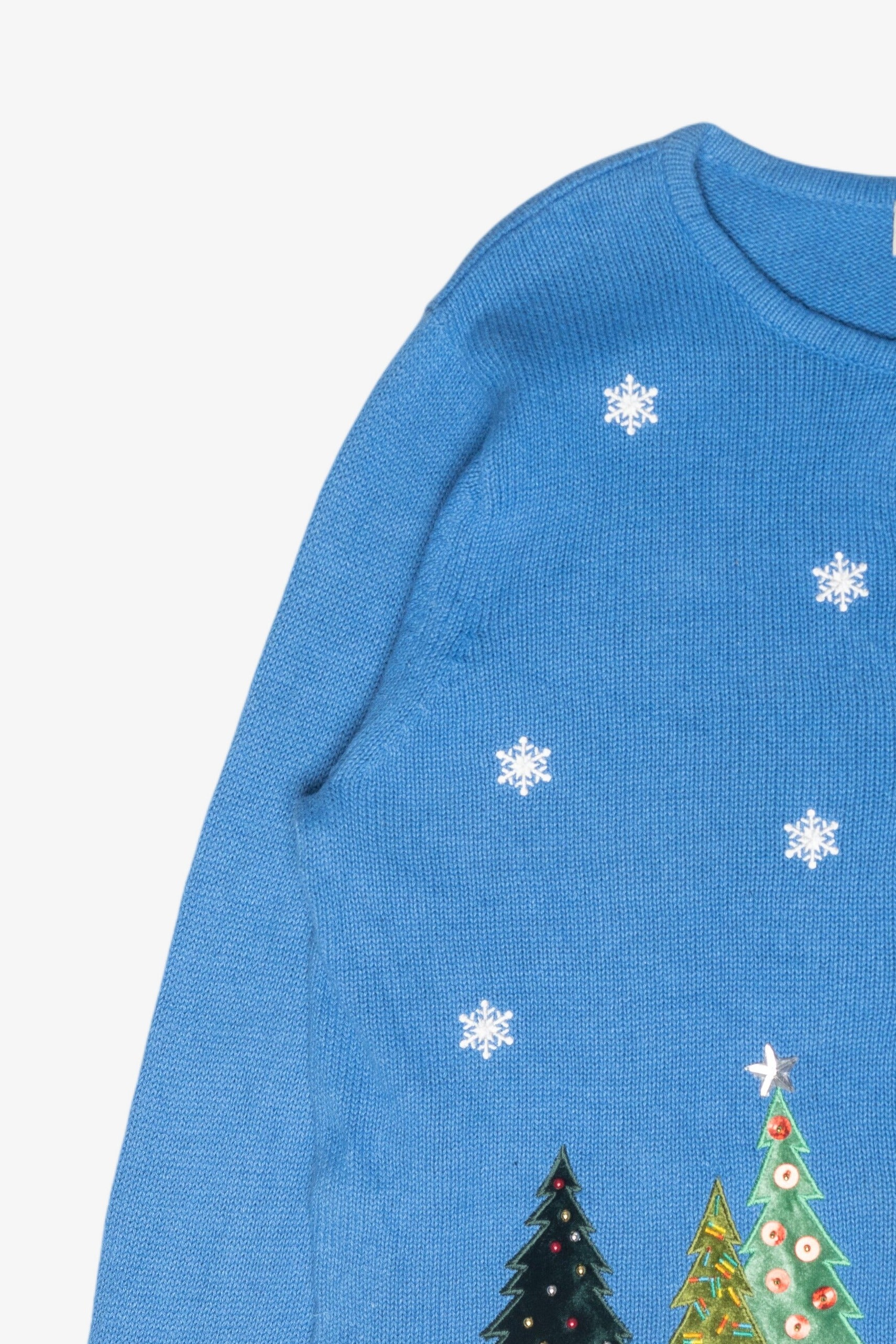 Trees Petite Size Vintage Ugly Christmas Cardigan (1990s)