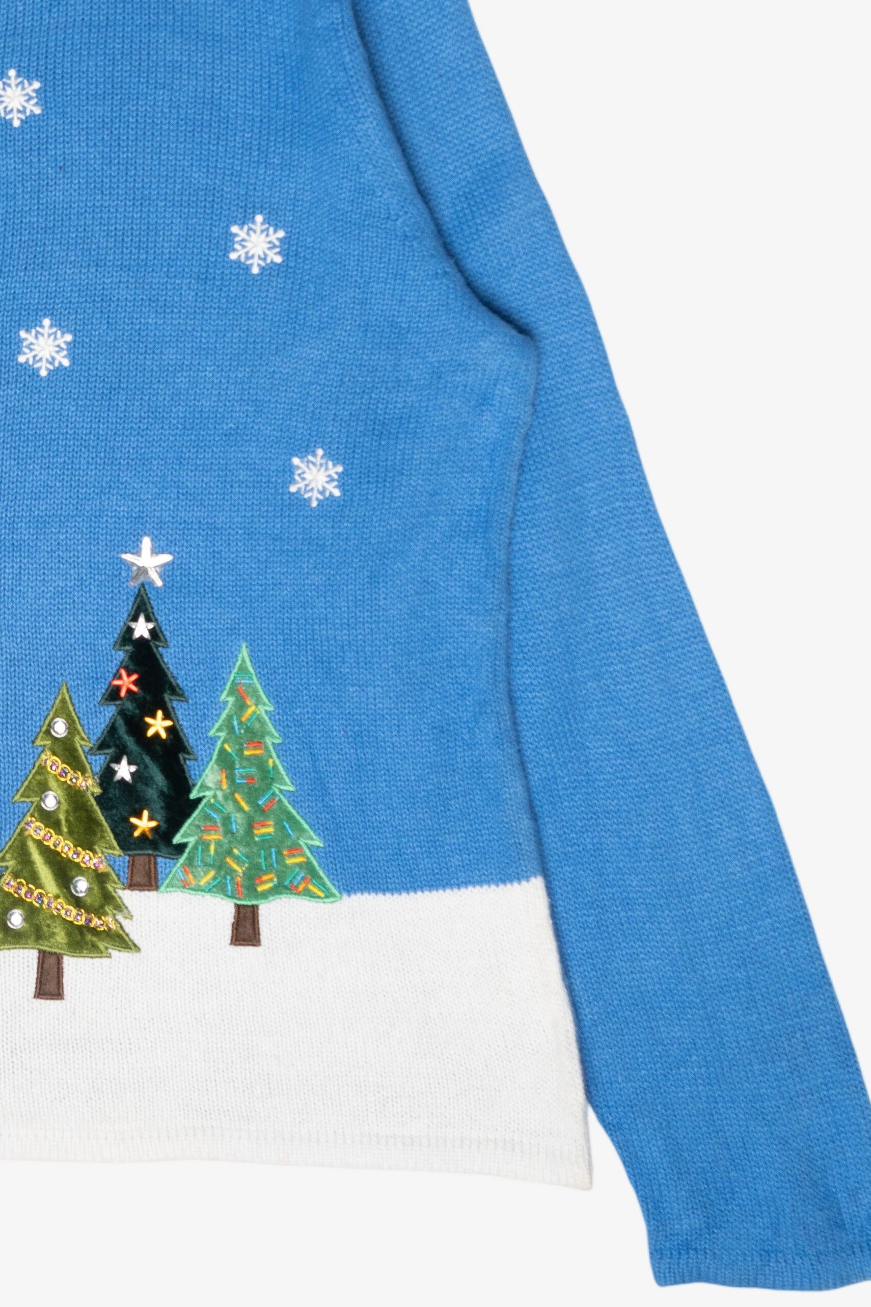 Trees Petite Size Vintage Ugly Christmas Cardigan (1990s)