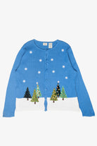 Trees Petite Size Vintage Ugly Christmas Cardigan (1990s)