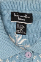Vintage Light Blue Reference Point Ice Skating Ugly Christmas Cardigan (1990s)
