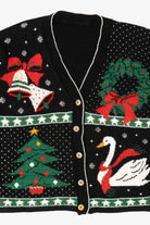 Vintage Black Unknown Ugly Christmas Cardigan (1980s)