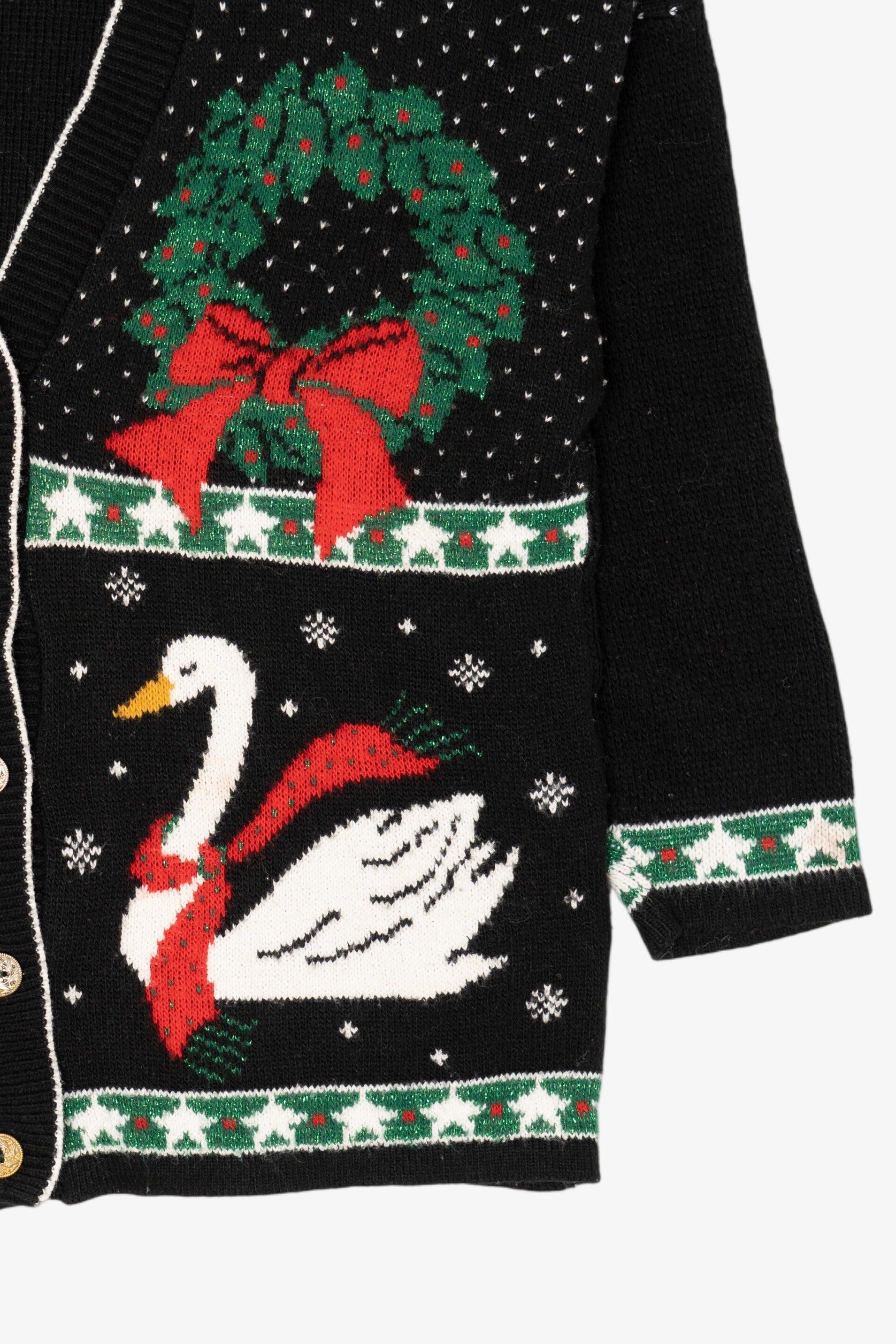Vintage Black Unknown Ugly Christmas Cardigan (1980s)
