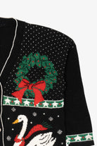Vintage Black Unknown Ugly Christmas Cardigan (1980s)