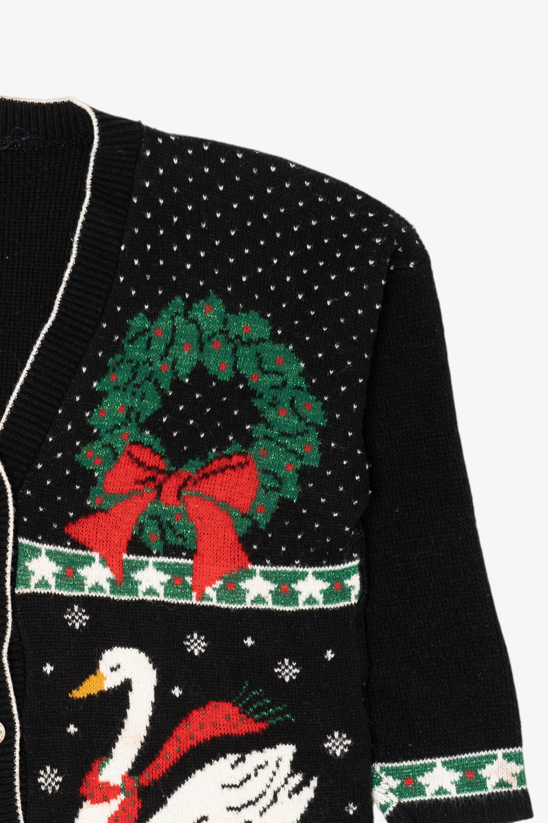 Vintage Black Unknown Ugly Christmas Cardigan (1980s)