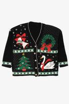 Vintage Black Unknown Ugly Christmas Cardigan (1980s)