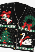 Vintage Black Unknown Ugly Christmas Cardigan (1980s)