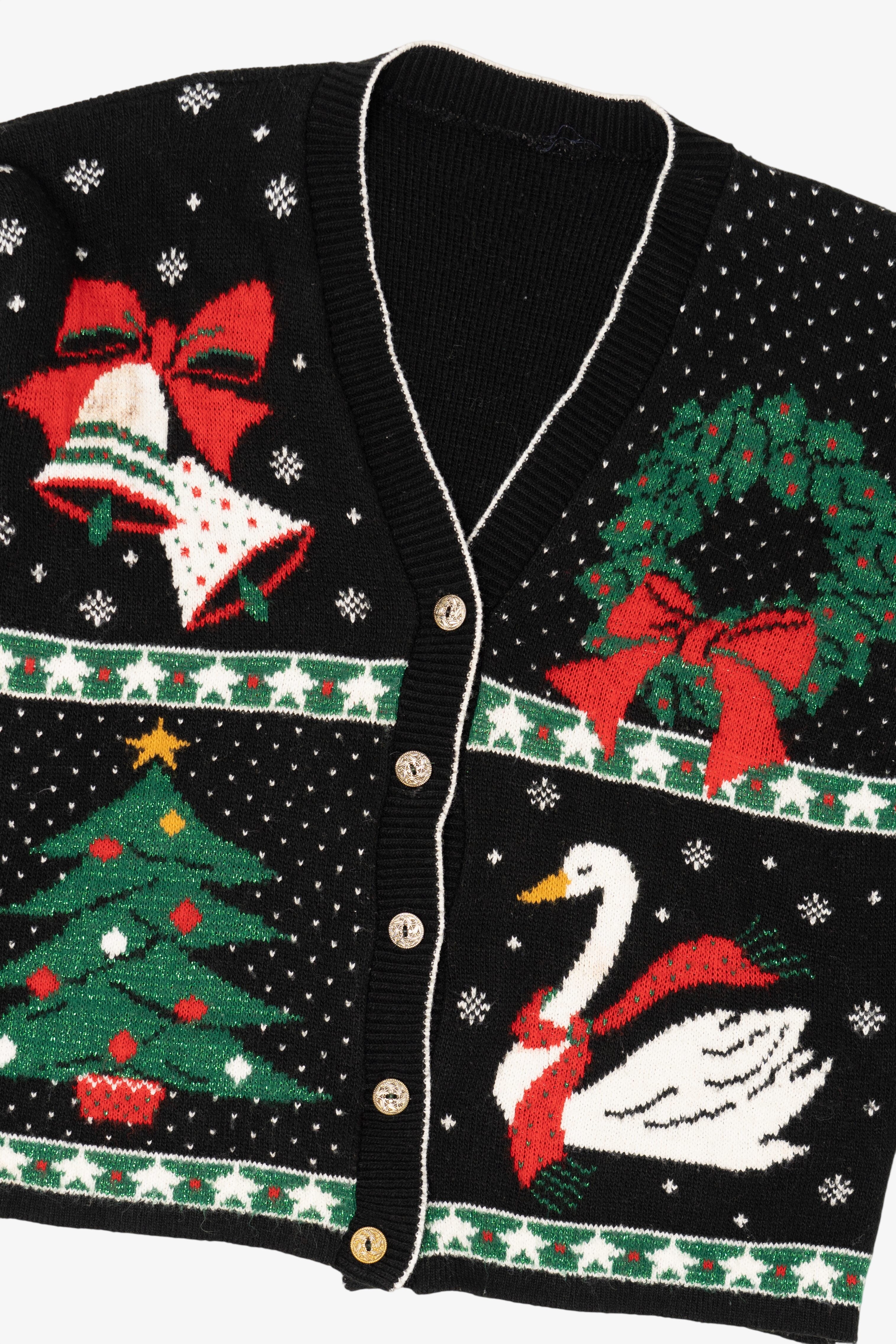 Vintage Black Unknown Ugly Christmas Cardigan (1980s)