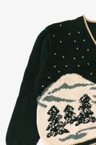 Vintage Hand Embroidered Dark Green Christopher & Banks Landscape Cardigan (1990s)