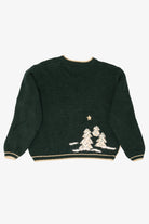 Vintage Hand Embroidered Dark Green Christopher & Banks Landscape Cardigan (1990s)
