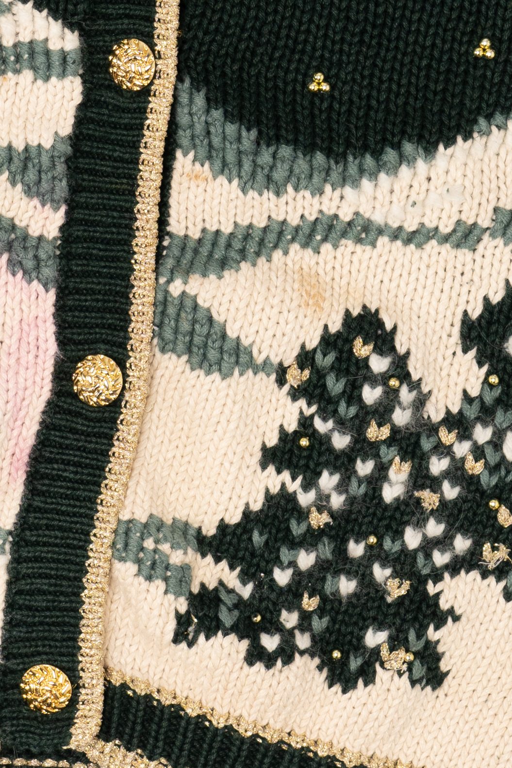 Vintage Hand Embroidered Dark Green Christopher & Banks Landscape Cardigan (1990s)