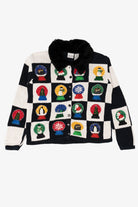 Vintage Checkered Carolina Colours Snowglobes Ugly Christmas Cardigan (1990s)