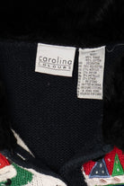 Vintage Checkered Carolina Colours Snowglobes Ugly Christmas Cardigan (1990s)