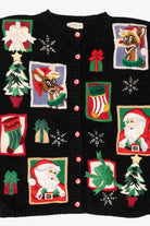 Vintage Black Yarnworks Rudolph Reindeer Ugly Christmas Cardigan (1990s)