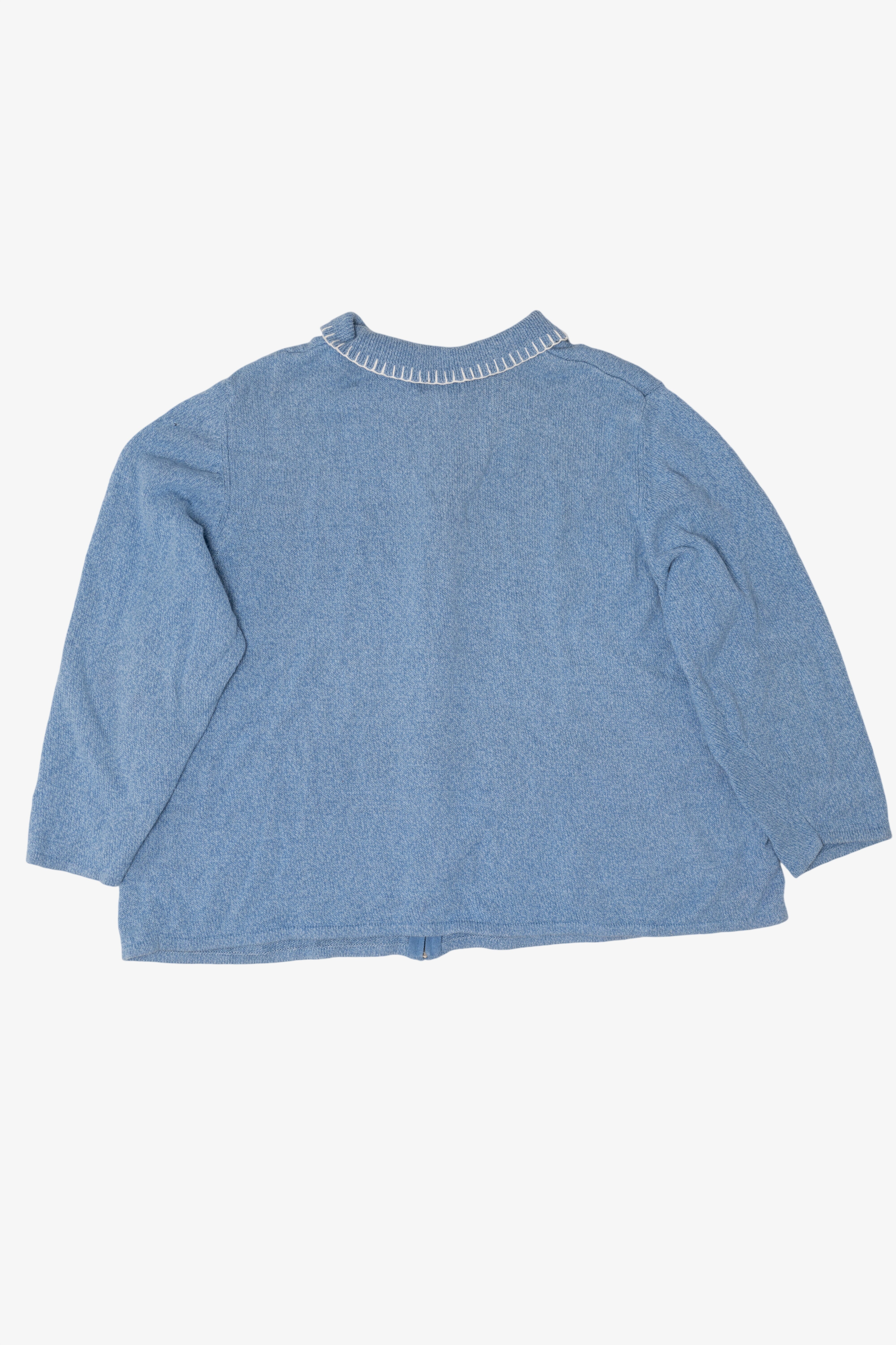 Vintage Light Blue Liz & Me Winter Town Ugly Christmas Cardigan (2000s)